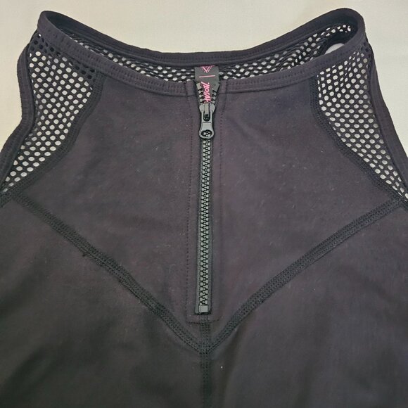Betsey Johnson Performance Women's Black Zip Front Mesh Yoga Sports Bra Large - Picture 10 of 15